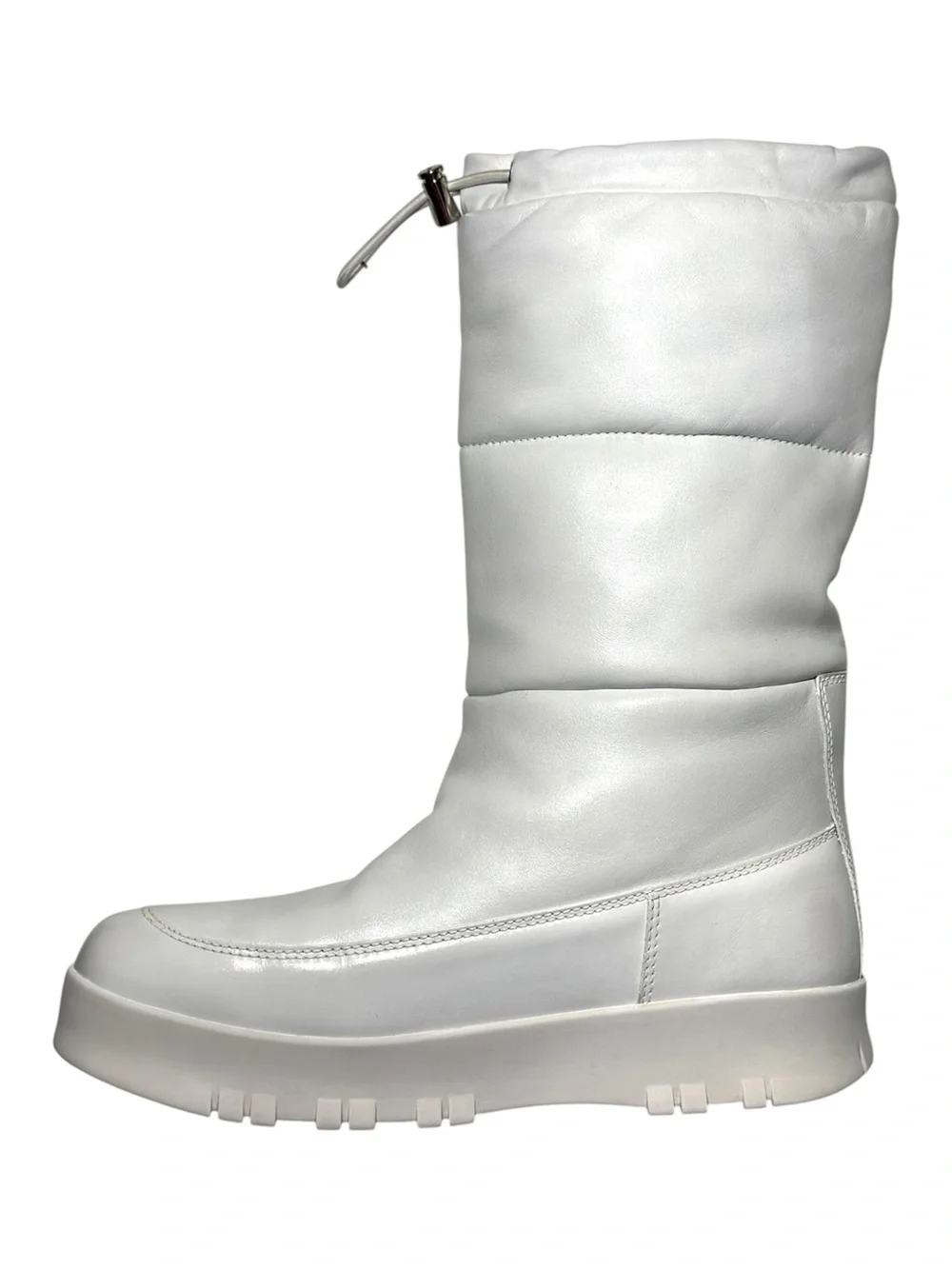 Prada White Leather Quilted Platform Moon Boots Weiss size 40 US 10 Puffer Snow